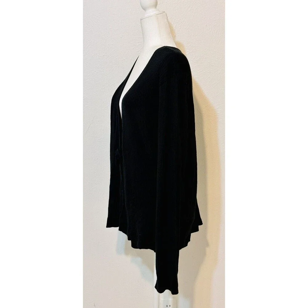 Torrid Women Size 4 Black Ribbed Tie Front Long Sleeve Cardigan Everyday Staple